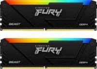  64Gb Kingston  FURY Beast Black RGB, DDR4, DIMM, PC28800, 3600Mhz,  CL18 (Kit of 2) (KF436C18BB2AK2/64 (retail)