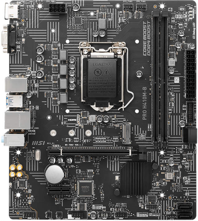 Материнская плата MSI PRO H410M-B / Intel H410 LGA1200 2xDDR4-2933 1xPCIex16 4xSATA 1xM.2 HDMI VGA / mATX