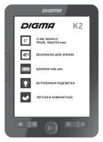   Digma K2 6" E-ink HD Pearl 758x1024 600MHz/4Gb/microSDHC/  -