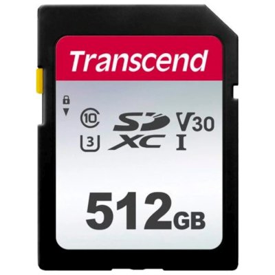   Transcend SDXC 512  Class 10, V30, UHS-I U3, R/W 100/85 /