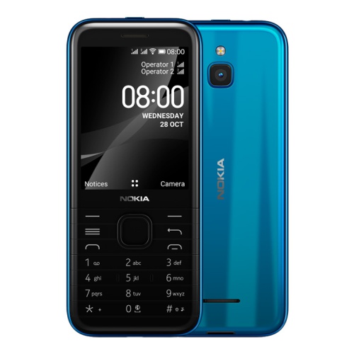 Телефон сотовый Nokia NOKIA 8000 DS TA-1303 4G BLUE, 2.8'', 1 Core, 512MB + 4MB (ROM/RAM), Micro SD, up to 32GB flash, 2 Sim, LTE + GSM/WCDMA, BT v4.0, GPS, GLONASS, Micro-USB, 1500mAh, 110,2g, 56,5x132,2x12,34