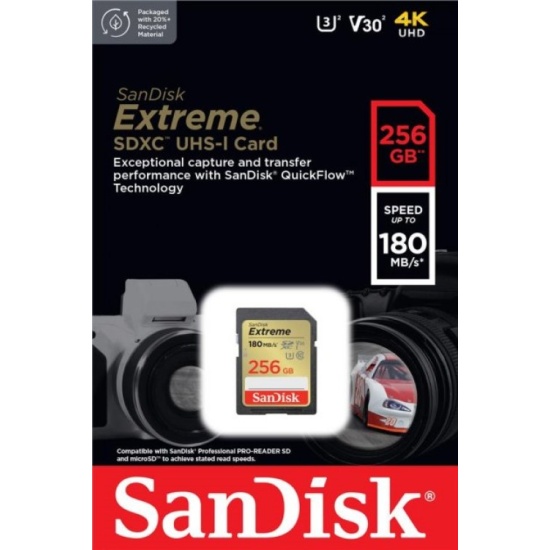   SanDisk Extreme SDXC Class 10 UHS-I U3 V30 256Gb (180/130 MB/s)
