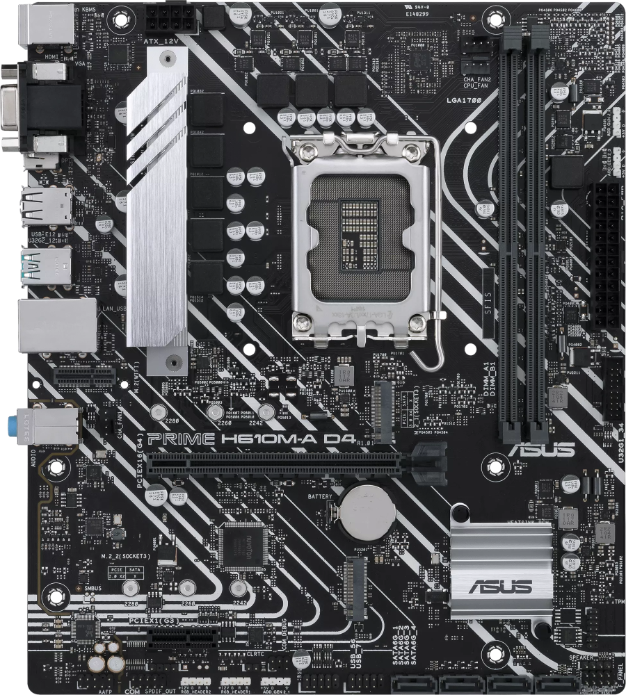   ASUS PRIME H610M-A D4-CSM Socket 1700, Intel H610, 2xDDR4, PCI-E 4.0, 2xUSB 3.2 Gen2, VGA, HDMI, DisplayPort, mATX