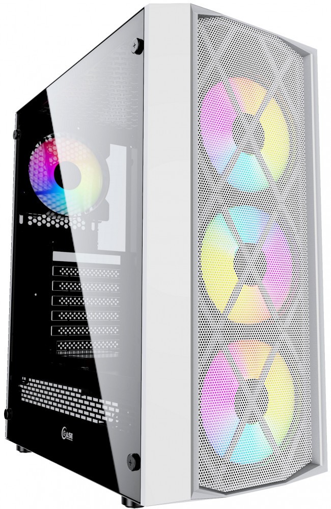  Powercase Rhombus X4 Mesh LED White mATX, ATX, Midi-Tower,  ,  , , USB 2.0, Audio, USB 3.0 (CMRMW-L4)