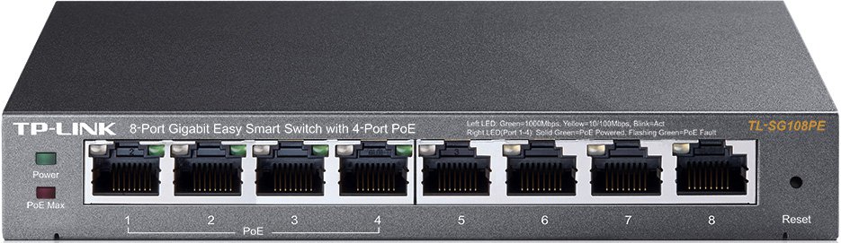  [TL-SG108PE] Tp-Link TL-SG108PE 8   RJ45, 4    PoE,  802.3af,  PoE  55 , VLAN   MTU//, QoS ( ), IGMP Snooping,  