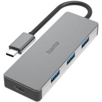 USB-концентратор Hama H-200105 USB-C, 4-порт., серый (00200105)