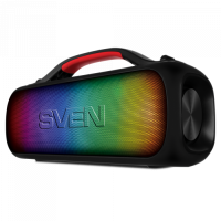 ����������� �������� SVEN PS-360, 2.0, ������, (2x12W, IPx5, RGB ���������, USB, SB Type-C, Bluetooth, FM-�����, jack in, 3000 �A�)