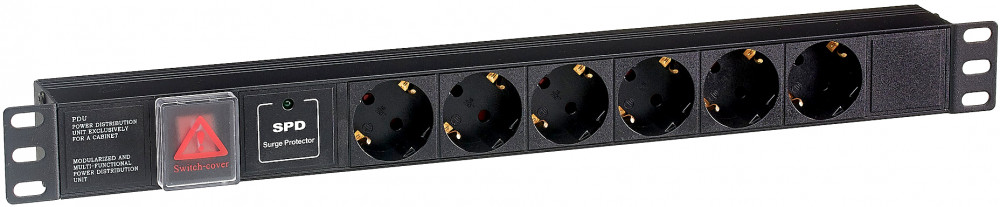   Exegate PDU-19H607 Al-6S-C14-SW-SPD1, 19",1U,, 6Schuko, 14, SPD1 (EX280832RUS)