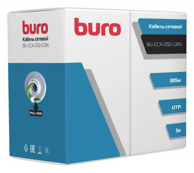 ������ ������� Buro BU-CCA-050-GRN UTP 4 ����, cat5E, solid, 305 �, �������