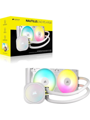 ������� ����������� ���������� Corsair NAUTILUS 240 ARGB (240mm, White, ARGB/ Fans: 2x120mm, 74.37CFM, 34dBA, 2100RPM/ S: 1851, 1700, AM5, AM4)