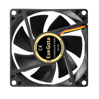 Exegate EX297045RUS ���������� 12� DC ExeGate EX08025S4P-PWM (80x80x25 ��, Sleeve bearing (��������� ����������), 4pin, PWM, 0-2300 RPM, 0-23dBA)
