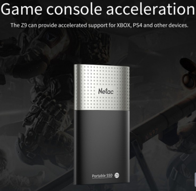 SSD External Netac 250Gb Z9 <NT01Z9-250G-32BK> (USB3.2, up to 550/480MBs, 90�47.5�11.5mm, Aluminium+Plastic)