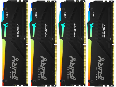  DDR5 4x32GB 5600MHz Kingston KF556C40BBAK4-128 Fury Beast Black RGB RTL Gaming PC5-44800 CL40 DIMM 288-pin 1.25 dual rank   Ret