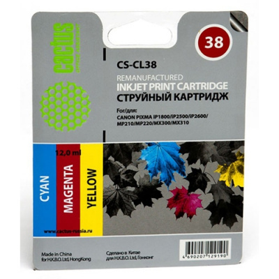 �������� �������� Cactus CS-CL38 �������/���������/������ ��� Canon Pixma iP1800/iP1900/iP2500/iP2600