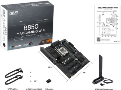 ����������� ����� ASUS B850 MAX GAMING WIFI, SocketAM5, AMD B850, ATX, Ret