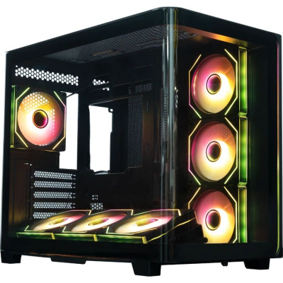 ������ XASTRA QR600 7ARGB C10-UC  Black ATX/Aquarium/Curve Glass //Led Strip/7x120mm ARGB PWM FM fans/Argb+PWM HUB 10port/ Type-C/ QR600-7FM12A-C10-UC-L