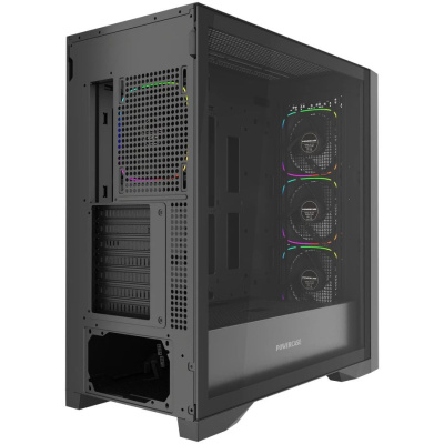������ Powercase ByteFlow Pro ARGB, Black, Tempered Glass, Type-C, 4x 120�� ARGB PWM Fans, ������, E-ATX  (CH9GPB-A4)