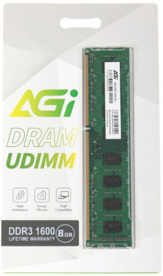  8Gb AGi UD128 AGI160008UD128, DDR3, 1600MHz, PC4-12800, DIMM 288-pin, Ret