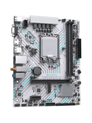 ����������� ����� Maxsun MS-B760M GAMING WIFI ICE B760, LGA1700, 2*DDR4, 1*PCIEx16, 1*PCIEx1, 1*M.2, 4*USB3.2Gen1, 6*USB2.0, 3*SATA3.0, 1G, VGA, HDMI, M-ATX, RTL
