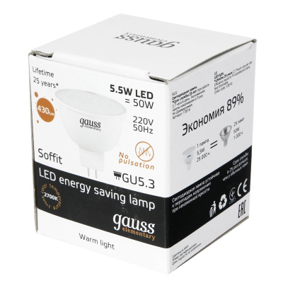   Gauss LED Elementary MR16 GU5.3 5.5W 2700