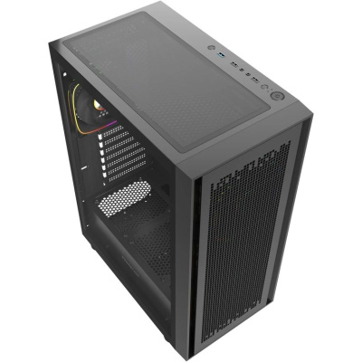 ������ Powercase ByteFlow Black V2, Tempered Glass, 4x 120mm ARGB fans, ������, ATX  (CBFB-A4-V2)