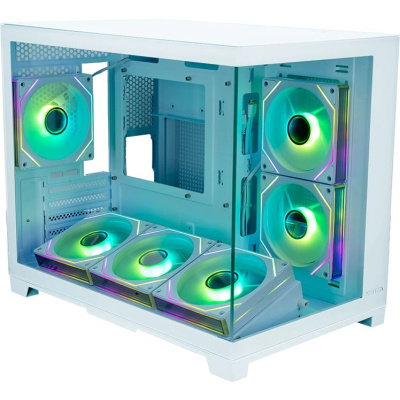 ������ XASTRA QW500M 6ARGB-C10-UC White mATX/Aquarium/Screewless/ 6x120mm ARGB PWM FM fans/Argb+PWM HUB 10port/Type-C/ QW500M-6FM12A-C10-UC-WH