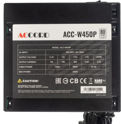 ���� ������� Accord ATX 450W ACC-W450P 80+ White (20+4pin) 120mm fan 6xSATA ������