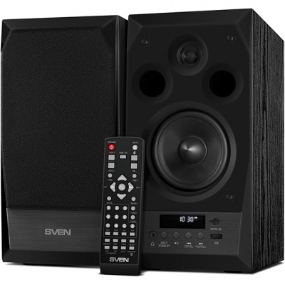 SVEN MC-10, чёрный, акустическая система 2.0, мощность 2х25 Вт(RMS), M-тюнер, USB/microSD, дисплей, ПДУ, Bluetooth, Optical (SV-014018)