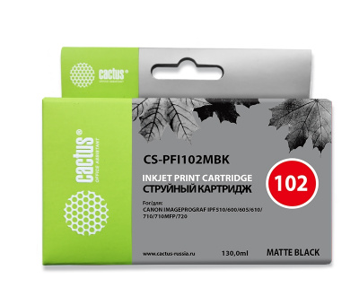 �������� �������� Cactus CS-PFI102MBK ������ ������� (130��) ��� Canon iPF500/iPF600/iPF700/ MFP M40