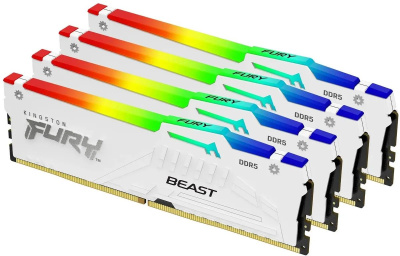������ �����������/ Kingston 64GB 5200MT/s DDR5 CL40 DIMM (Kit of 4) FURY Beast White RGB XMP