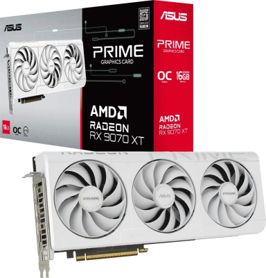 ���������� ASUS AMD Radeon RX 9070 XT OC 16Gb ( PRIME-RX9070XT-O16G-WHITE), GDDR6, OC, Ret 90YV0L75-M0NA00