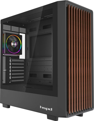 ������ HSPD F760-TGBK-ARGB, Midi-Tower, ��� ��, Black