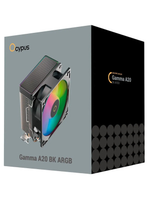 ����� ��� ���������� Ocypus Gamma A20 BK ARGB (110W, 3-pin, 122.5mm, Al/Cu, 2x6mm, ARGB, 1x92mm, 32CFM, 21dBA, 1900RPM, S: 1851/1700/1200/115X,AM5/AM4, black)