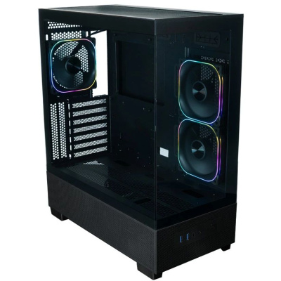 ������ XASTRA Q500 3ARGB-FG-C10-UC Black ATX/Aquarium/Screewless/ 3x120mm ARGB PWM FG fans/Argb+PWM HUB 10port/ Type-C/ Q500-3FG12A-C10-UC