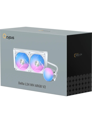������� ����������� ���������� Ocypus Delta L24 WH ARGB V2 (280W, 240mm, White, ARGB, Fans: 2x120mm, 73CFM, 2000RPM/ Pump height 60mm, 27dBA, 2650RPM, Rad thickness 27mm/ S: 1851, 1700, 1200, 115X, AM5, AM4)