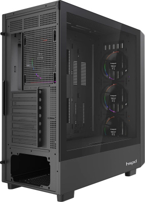 ������ HSPD F760-TGBK-ARGB, Midi-Tower, ��� ��, Black