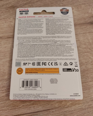 ����� ������ SanDisk Extreme SDXC Class 10 UHS-I U3 V30 256Gb (180/130 MB/s)