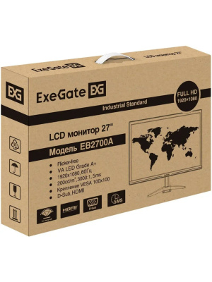 ������� ExeGate 27" EB2700A ������ {VA 1920x1080 75Hz 8ms 16:9 200cd 3000:1 178/178 D-Sub HDMI VESA ����������� ����} [EX297312RUS]