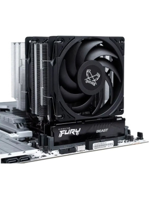 ����� ��� ���������� Scythe Magoroku (280W, 4-pin PWM, 155mm, Al/Cu, 6x6mm, 2x120mm, 60.29CFM, 26.88dBA, 2000RPM, S: 1851/1700/1200/115X, AM5/AM4, silver, black)