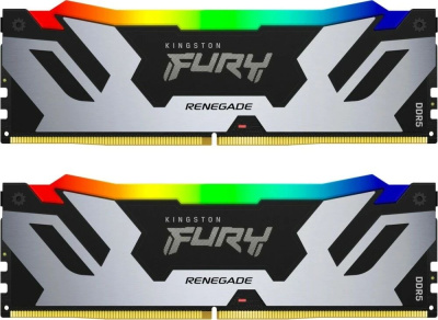 ����������� ������ 64Gb Kingston FURY Renegade RGB, DDR5, DIMM, PC51200, 6400Mhz, XMP, CL32 (Kit of 2) (KF564C32RSAK2-64) (retail)