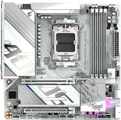 ����������� ����� Gigabyte X870M AORUS ELITE WIFI7 ICE, Socket AM5, AMD X870, mATX, Ret