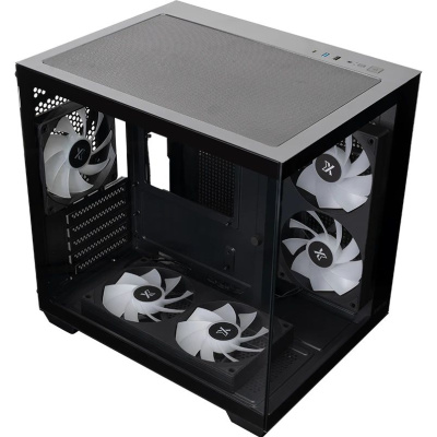 ������ XASTRA QW400M 5ARGB-FC-C6-AC Black mATX/Aquarium/Screewless/1x120mm+2x240 ARGB PWM FC fans/Argb+PWM HUB 6port/Type-C+USB3.0 (1 USB3.0 ������)/ QW400M-2FA24A-1FC12A-C6-AC