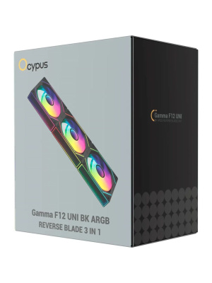 �������� ������������ (3 ��) Ocypus Gamma F12 UNI BK ARGB REVERSE BLADE 3 IN 1, 3x120x120x25mm, 4-PIN PWM, 800-1800 RPM, 31 DBA MAX, HYDRO BEARING