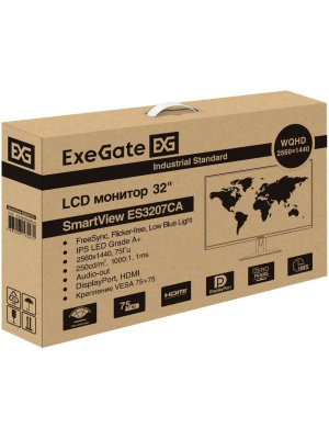������� ExeGate 31.5"�ES3207CA SmartView {IPS 2560x1440 75Hz 1ms 250cd 1000:1 178/178 HDMI DisplayPort USB VESA} [EX297504RUS]