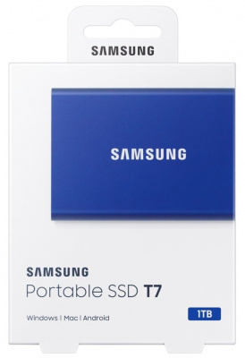 ������� ������� ���� 1Tb SSD Samsung T7, PCIe USB3.2/Type-C Indigo Blue Retail (MU-PC1T0H/WW)