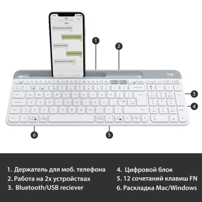 ���������� Logitech K580 �����/����������� USB ������������ BT/Radio slim Multimedia (920-009209)