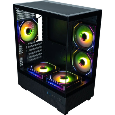 ������ XASTRA Q400M 5ARGB-C6-UC Black mATX/Aquarium/Screewless/ 5x120mm ARGB PWM FM fans/Argb+PWM HUB 6port/ Type-C/ Q400M-5FM12A-C6-UC