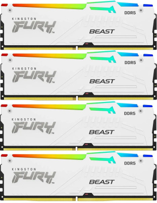 ������ �����������/ Kingston 64GB 5200MT/s DDR5 CL40 DIMM (Kit of 4) FURY Beast White RGB XMP