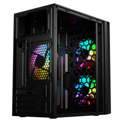 ������ SOEYI M2 SOEYI micro atx case with black coating, with PSU 500W; USB3.0+USB1.1*2+HD Audio; with 2x 12cm fixed color front fan, 1x 12cm fixed color rear fan;