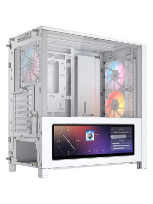 ������ Corsair Frame 4000D LCD RS ARGB, Midi-Tower, TG, 3x120mm ARGB, 3xUSB Type-C, E-ATX, ATX, mATX, mITX White